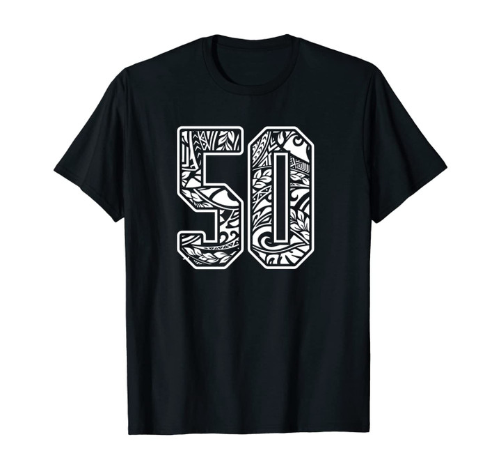#50 Polynesian Tattoo Number 50 Sports Fan Dark Unisex T-Shirt