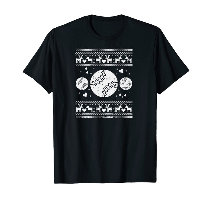 Ugly Christmas Baseball Softball Player Boy Girl Gift Unisex T-Shirt