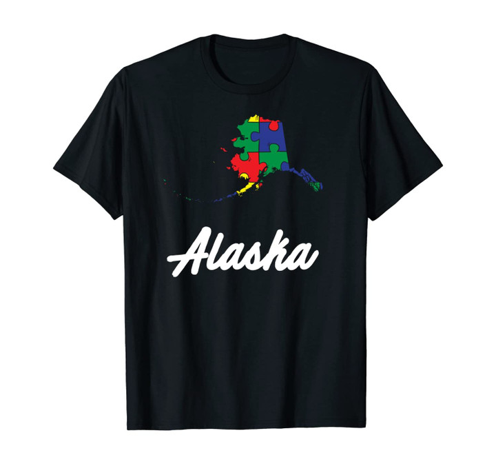 Autism Awareness Day | Alaska Puzzle Pieces Gift Tee Unisex T-Shirt