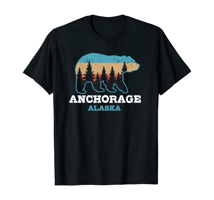 Anchorage Alaska Vintage Grizzly Bear Nature Souvenir Gift Unisex T-Shirt