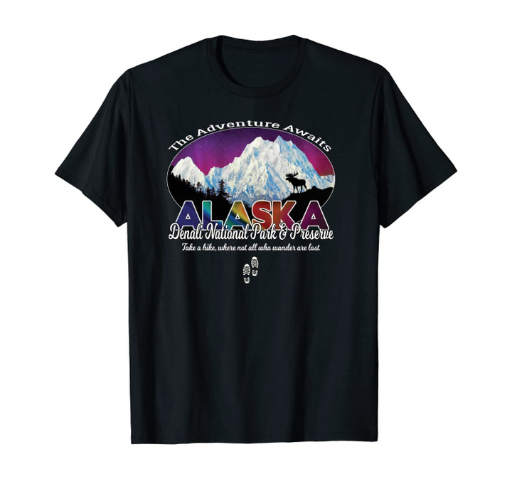 Denali Alaska Aurora Borealis National Park Hiker Souvenir Unisex T-Shirt