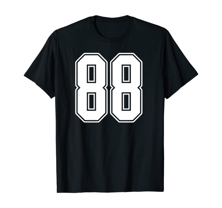 #88 White Outline Number 88 Sports Fan Jersey Style Unisex T-Shirt