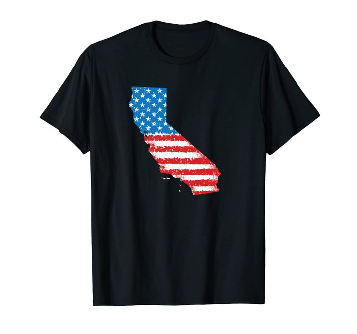 American Flag California State Outline U.S. Patriotic Unisex T-Shirt