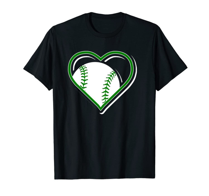 Cute Green Baseball Heart - Love Baseball Unisex T-Shirt