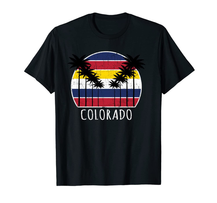 Palm Tree Distressed Colorado - Summer Beach Design Unisex T-Shirt