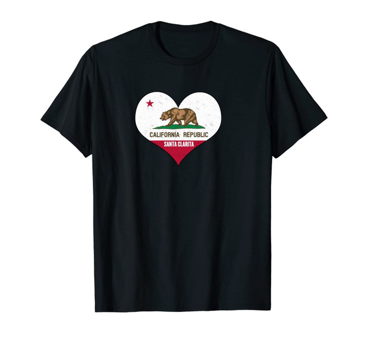 I Love Santa Clarita, California - CA Republic Flag Heart Unisex T-Shirt