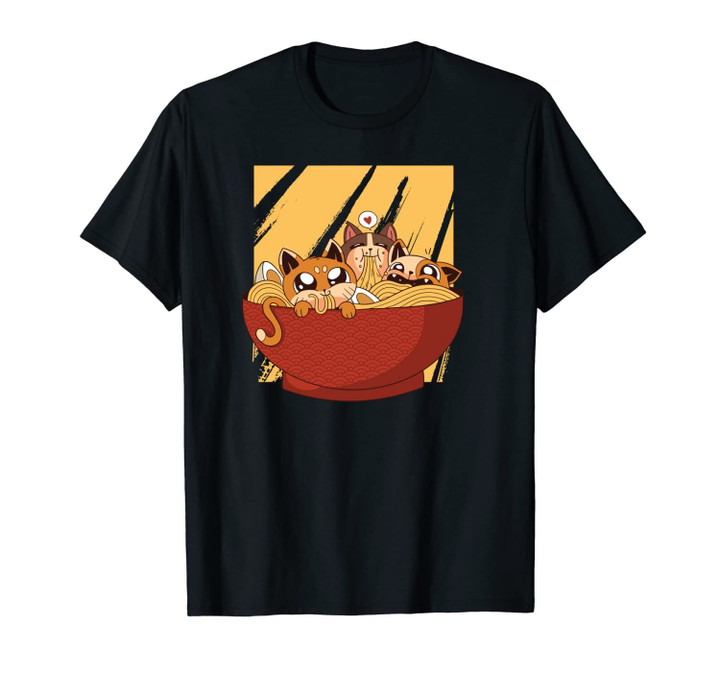 Ramen Noodles and Cats Kawaii Anime Japanese Unisex T-Shirt