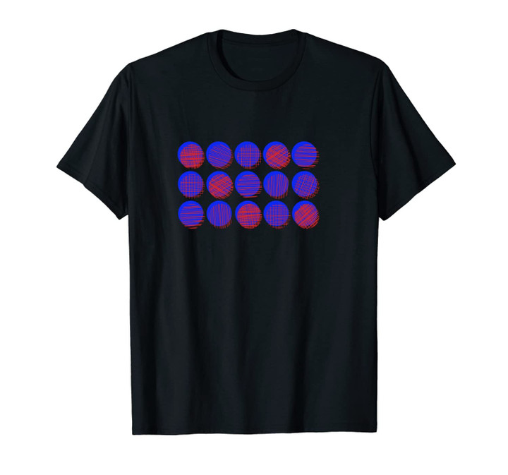 Red and Blue Sketch Line Drawing Geometric Circles Artwork Unisex T-Shirt