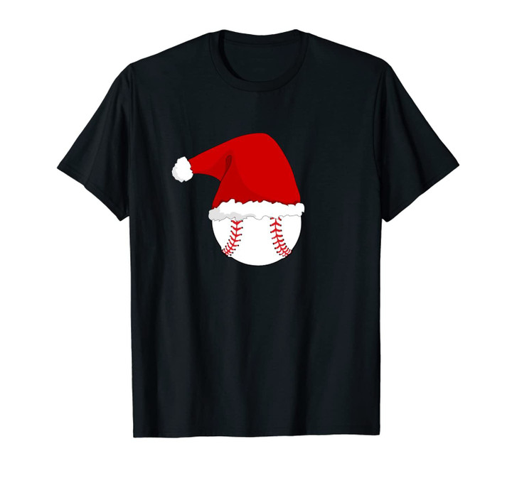 Christmas Baseball Ball Santa Hat Funny Sport Xmas Gift Unisex T-Shirt