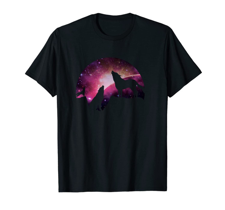 Howling Wolf Galaxy Sky Stars Art Wolves Pack Gifts Unisex T-Shirt