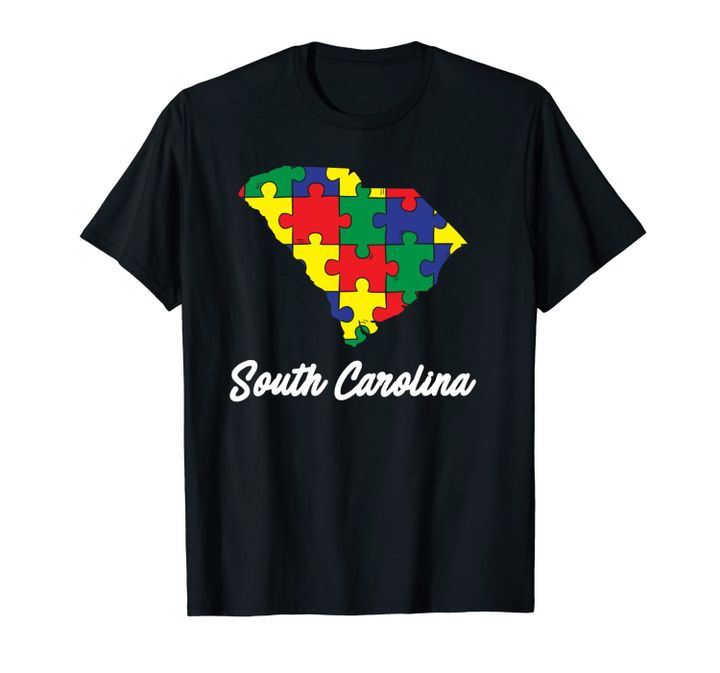 Autism Awareness Day South Carolina Puzzle Pieces Gift Unisex T-Shirt