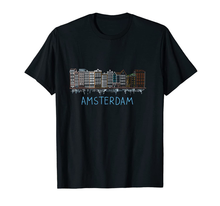 Amsterdam Houses Unique Hand Drawn Art Unisex T-Shirt