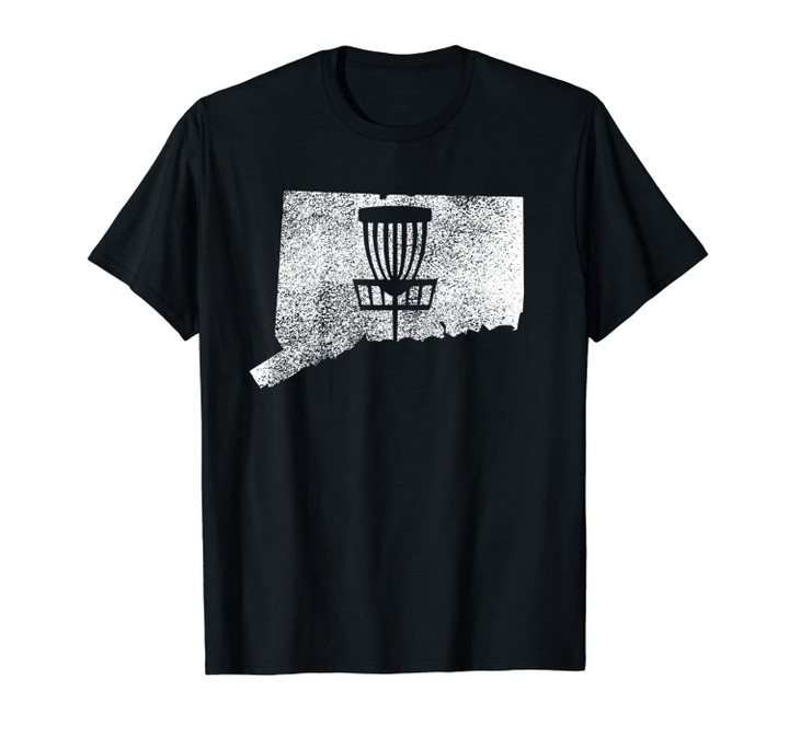 Connecticut Disc Golf State with Basket Distressed Graphic Unisex T-Shirt