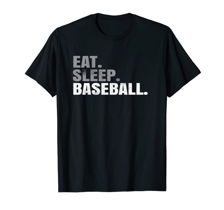 Baseball Inspired Eat Sleep Baseball Distressed Text Unisex T-Shirt