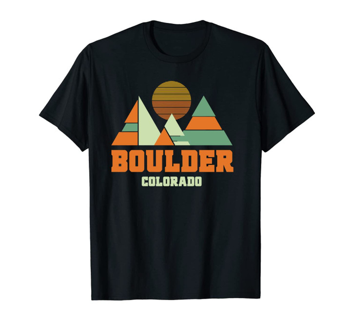 Boulder Colorado Vintage Geometric Mountains Souvenir Gift Unisex T-Shirt