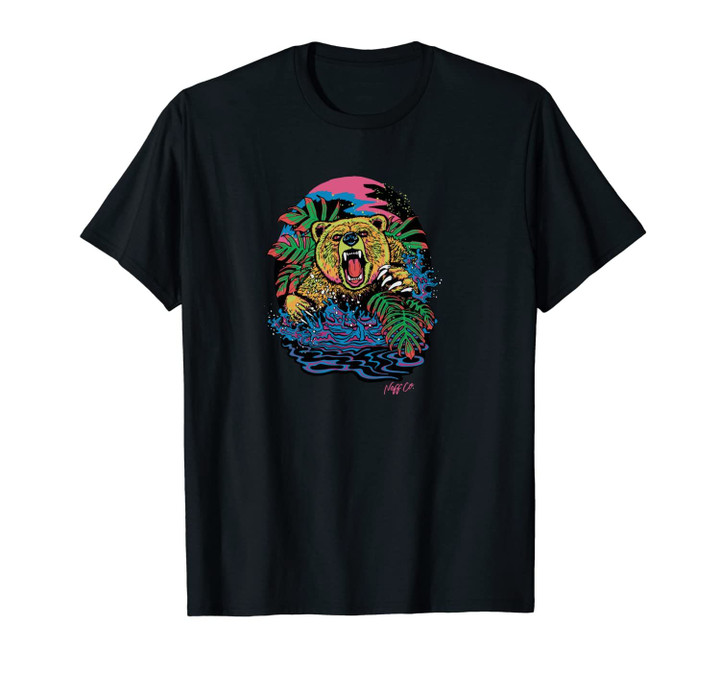 NEFF Psychedelic Neon Grizzly Bear Unisex T-Shirt