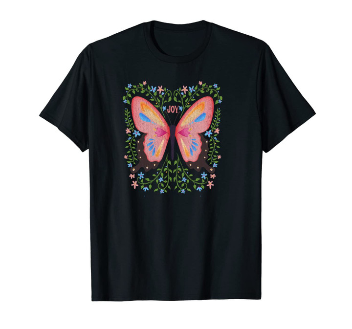 Women's Butterfly gift, Joy, Folk Art, Nature Lovers, girls Unisex T-Shirt
