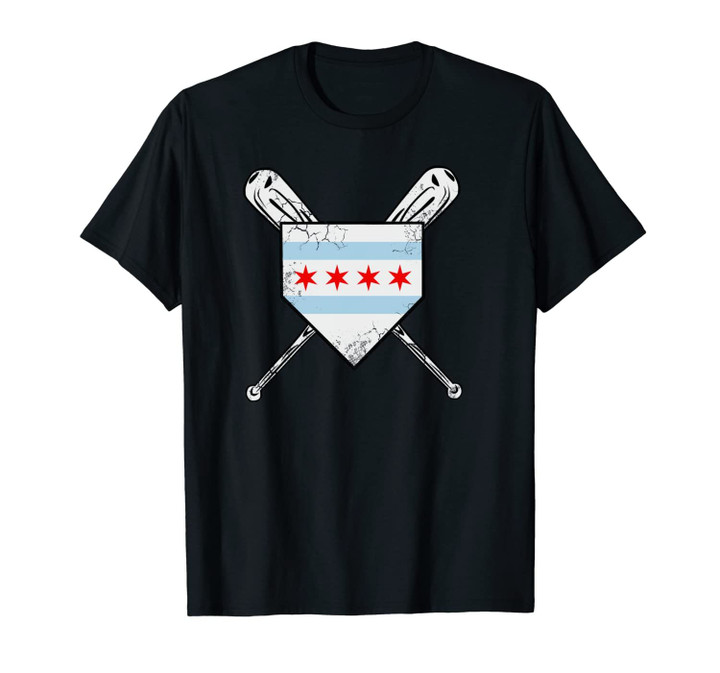 Chicago Flag Baseball Bats Home Plate Unisex T-Shirt