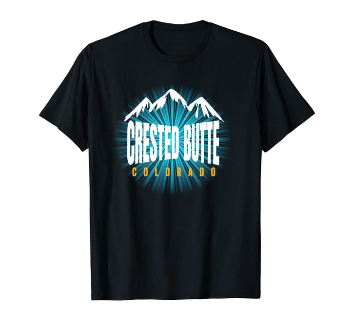 Classic Crested Butte Cool Blue CO Ski Snowboard Colorado Unisex T-Shirt