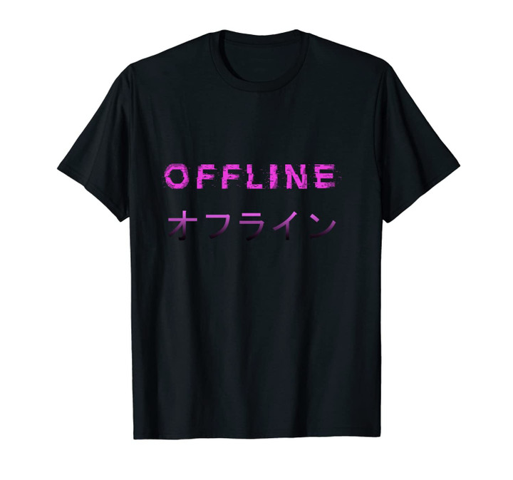 Offline Aesthetic Vaporwave Glitch Art Japanese Text Unisex T-Shirt