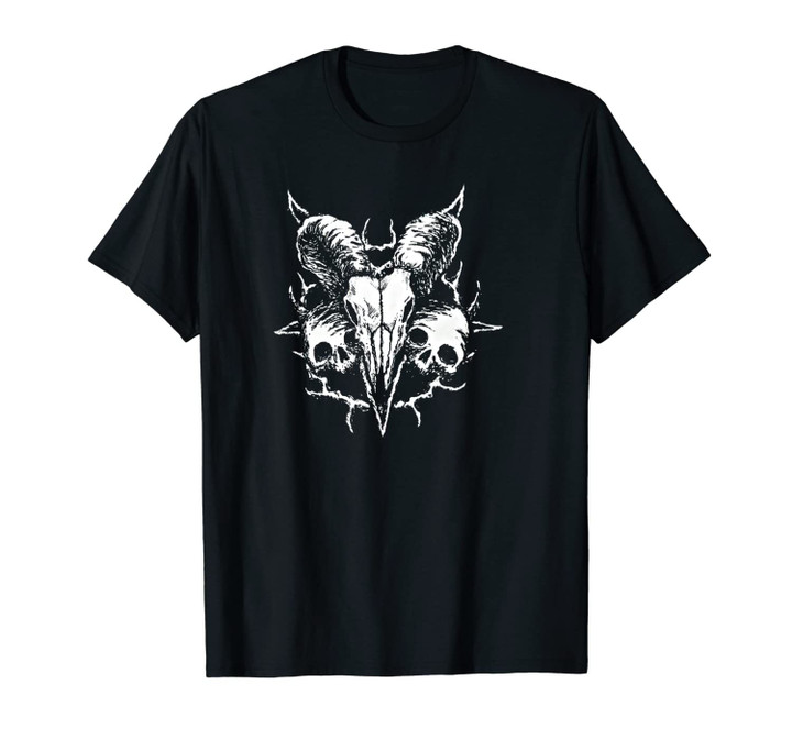Goat Head Skull in Pentagram Art by KRAFTD Unisex T-Shirt