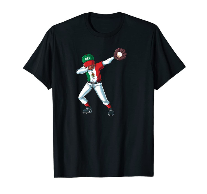 Baseball Dabbing Mexico Player Catcher Pitcher Boys Men Kids Unisex T-Shirt