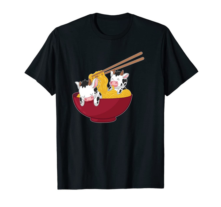 Kawaii Anime Japanese Ramen Noodles Farm Dairy Cow Gift Unisex T-Shirt