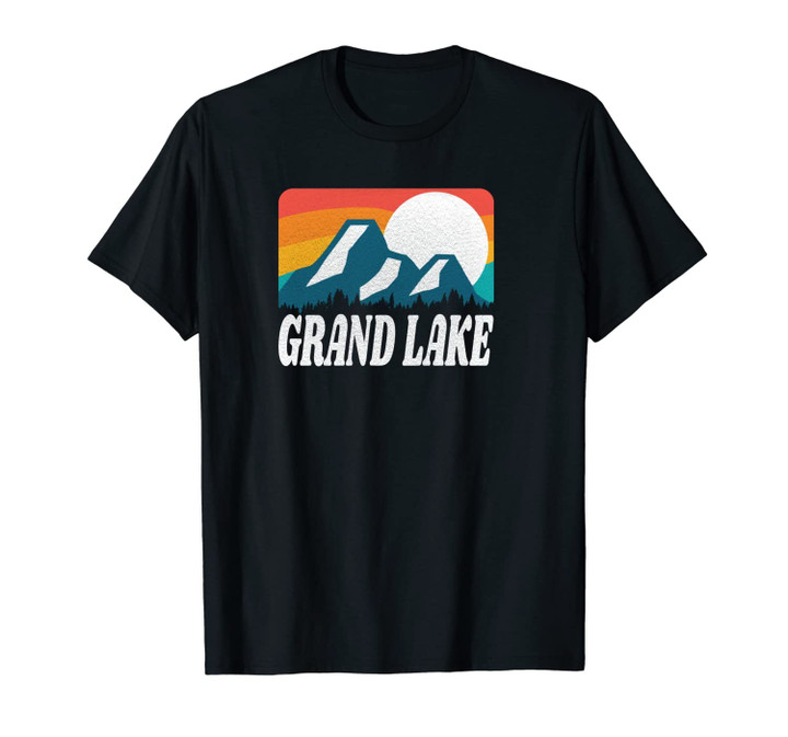 Grand Lake Colorado Retro Rainbow Mountain Unisex T-Shirt