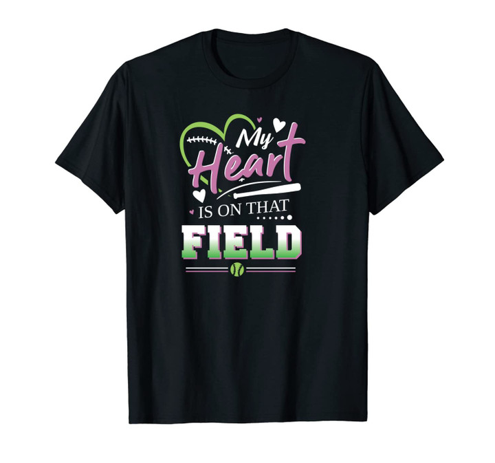 My Heart is on the Baseball Field Gift Design for Moms Unisex T-Shirt