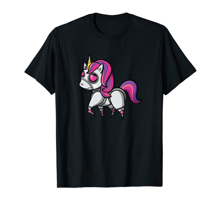 Funny Unicorn Robot Steampunk Anime Style Gift Girls Women Unisex T-Shirt