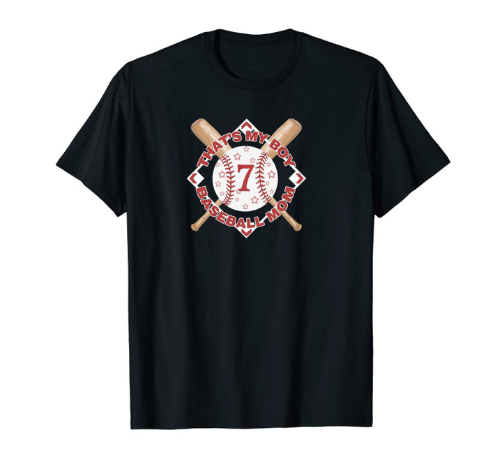 That's My boy #7 Baseball Mom Love Heart Baseball Dad Fan Unisex T-Shirt