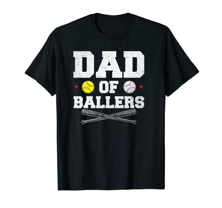 Dad Of Ballers Baseball Softball Gift For Dads Unisex T-Shirt