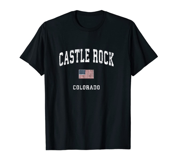Castle Rock Colorado CO Vintage American Flag Sports Design Unisex T-Shirt