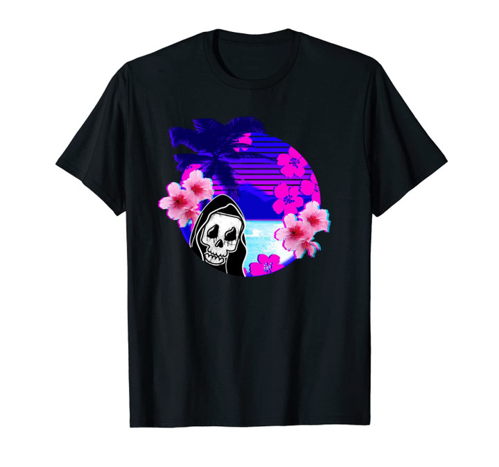 Vaporwave Aesthetic Unisex T-Shirt 90s Japanese Reaper Skull Creepy
