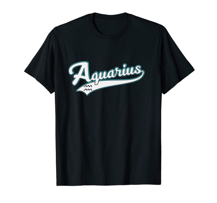 Aquarius January February Birthday Astrology Baseball Script Unisex T-Shirt