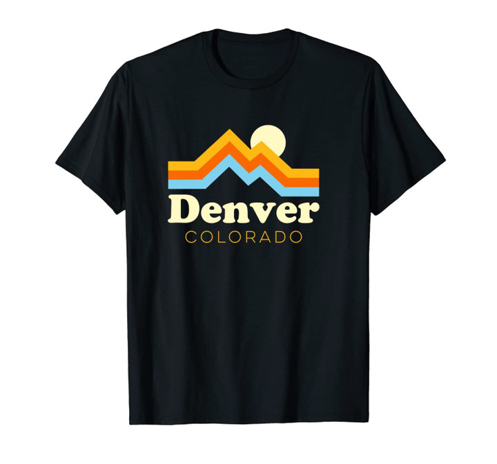 Denver Colorado 70s Vintage Mountain Sunset Souvenir Light Unisex T-Shirt