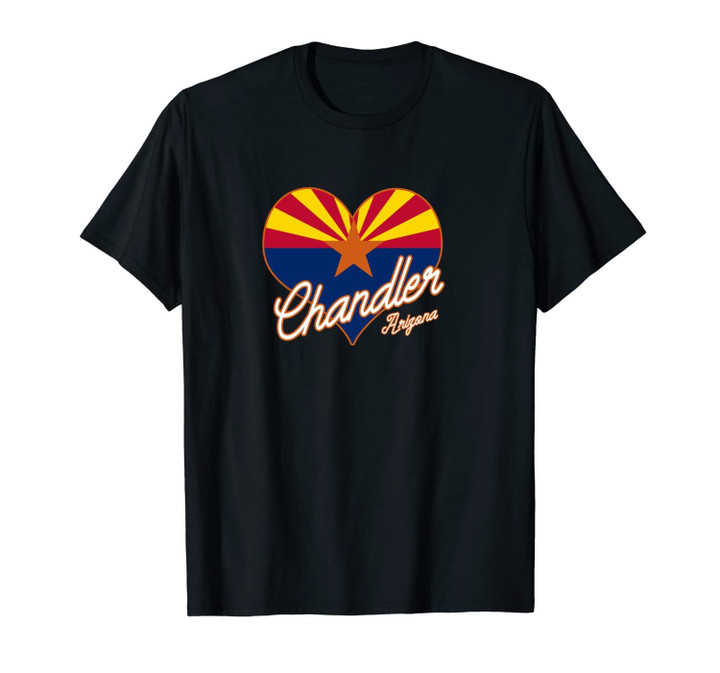 I Love Chandler Arizona State Flag in Heart Novelty Souvenir Unisex T-Shirt