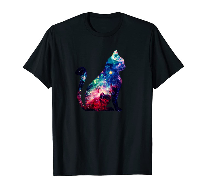 Beautiful Space Nebula Galaxy Cat Silhouette T-Shirt Unisex T-Shirt