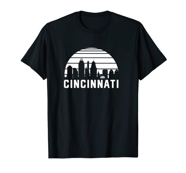 Retro Cincinnati Ohio Cityscape Baseball Graphic Unisex T-Shirt