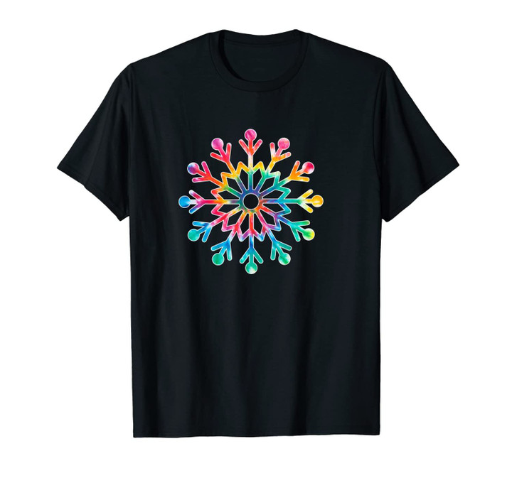Snowflake Decorations Tie Dye Christmas Art Gift for Women's Unisex T-Shirt