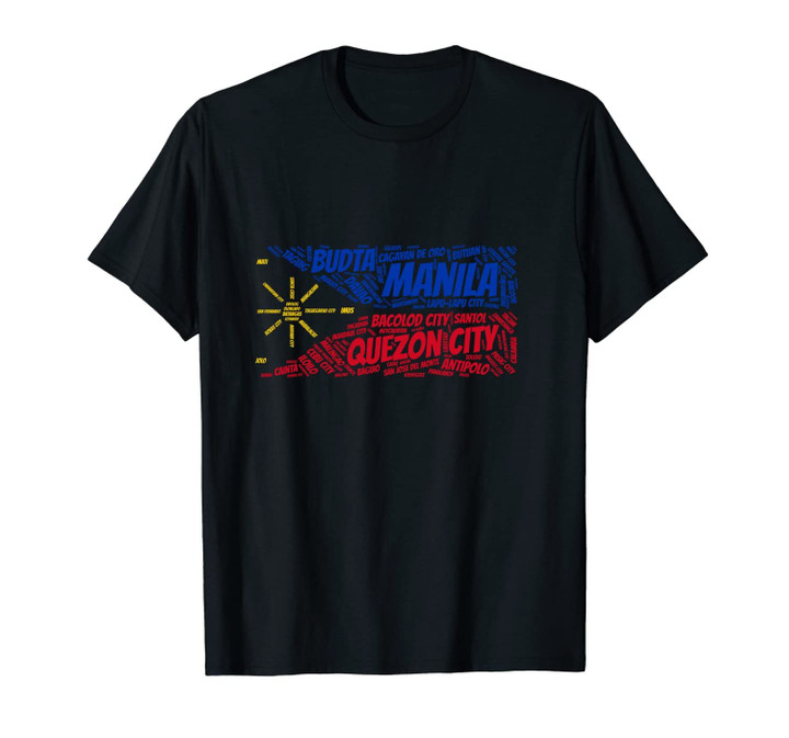 Philippines Flag with City Names Word Art Unisex T-Shirt