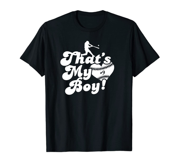 That's My boy #9 Baseball Mom Love Heart Baseball Dad Fan Unisex T-Shirt