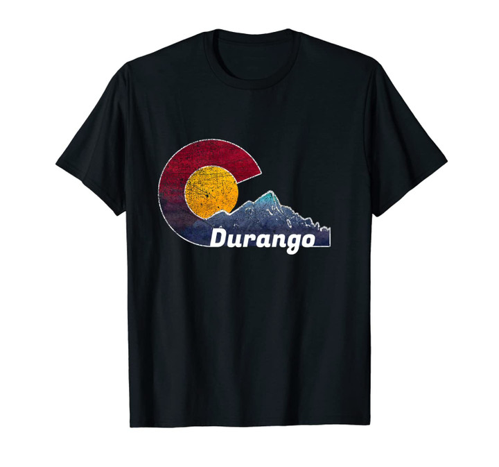 Durango Colorado Unisex T-Shirt with Flag Inspired Scenery