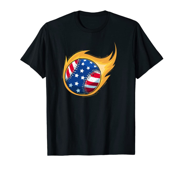 Baseball American Flag 4th Of July America Player Cool Gift Unisex T-Shirt
