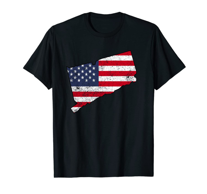State of Connecticut Outline with US Flag ADD007a Unisex T-Shirt