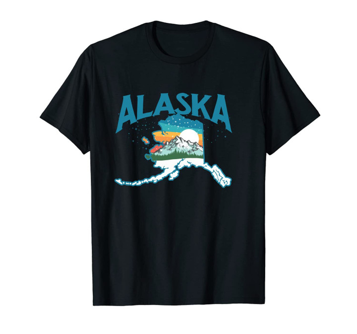 Retro Alaska Outdoor & Nature Vintage Style Aurora & Stars Unisex T-Shirt