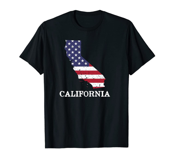 California Map State American Flag 4th Of July Pride Unisex T-Shirt