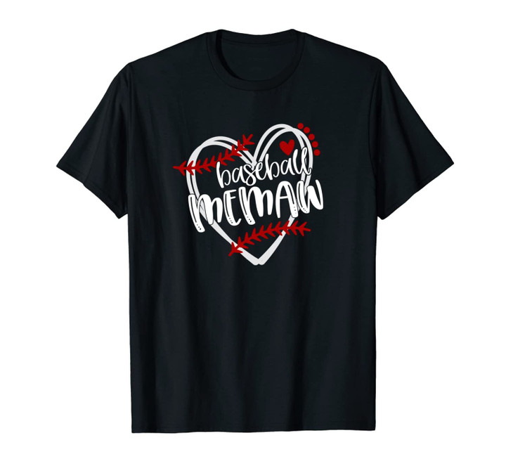Baseball Heart MEMAW Shirt Grandma Tshirt Trendy Unisex T-Shirt