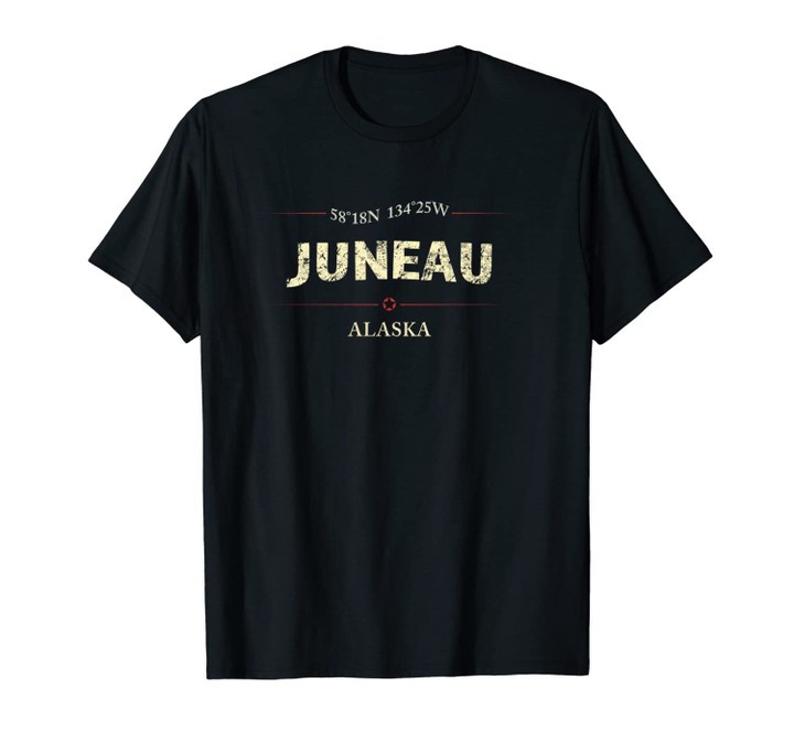 Distressed Juneau Alaska Unisex T-Shirt - Latitude & Longitude Unisex T-Shirt