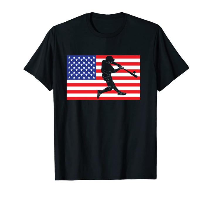 Baseball USA American Flag | Batter Hitter Gift Unisex T-Shirt